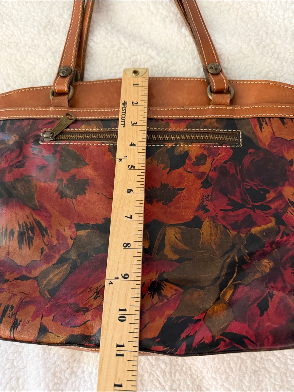 Patricia Nash Women's floral red poppy Leather Tote Bag in Multi-Color - Picture 12 of 13